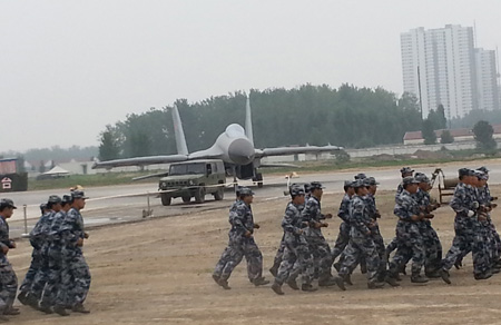 A military Exercise of People's Liberation Army Air Force Uses Beta Three TLA